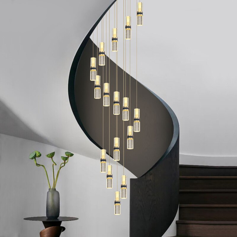 ChandeliersDecor.com-Staircase Chandelier-Crystal Tubes Staircase Chandelier: Enhance Your Space