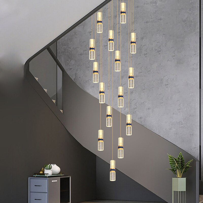 ChandeliersDecor.com-Staircase Chandelier-Crystal Tubes Staircase Chandelier: Enhance Your Space