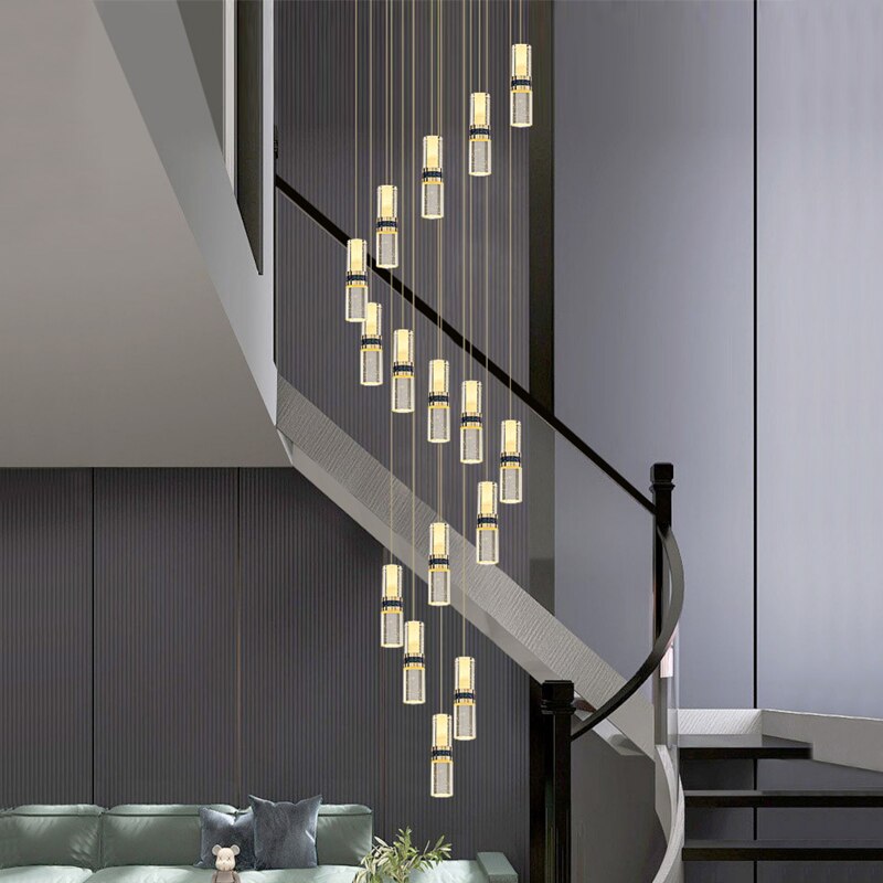 ChandeliersDecor.com-Staircase Chandelier-Crystal Tubes Staircase Chandelier: Enhance Your Space