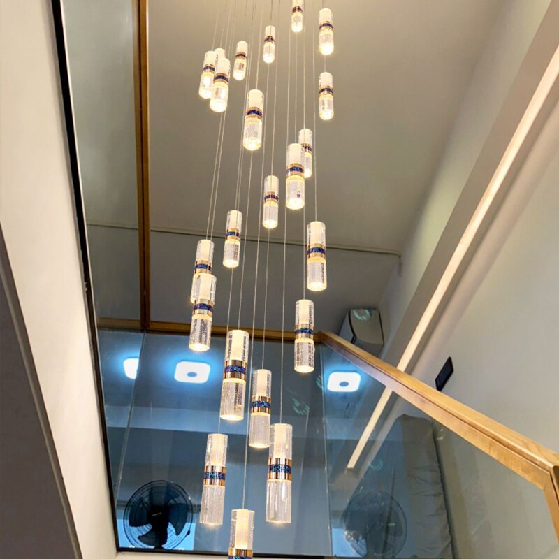 ChandeliersDecor.com-Staircase Chandelier-Crystal Tubes Staircase Chandelier: Enhance Your Space