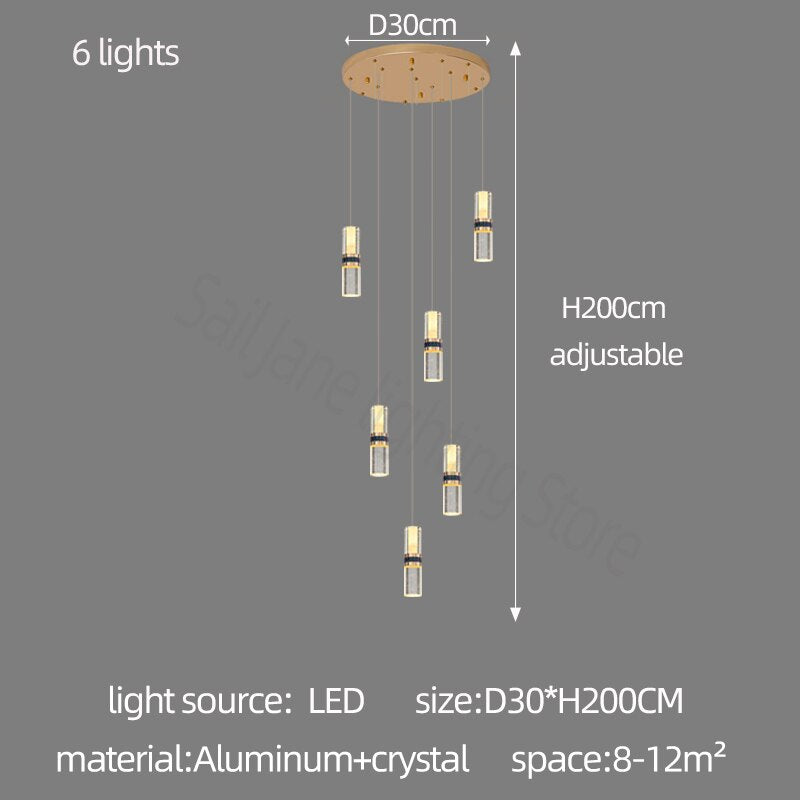 ChandeliersDecor.com-Staircase Chandelier-Crystal Tubes Staircase Chandelier: Enhance Your Space