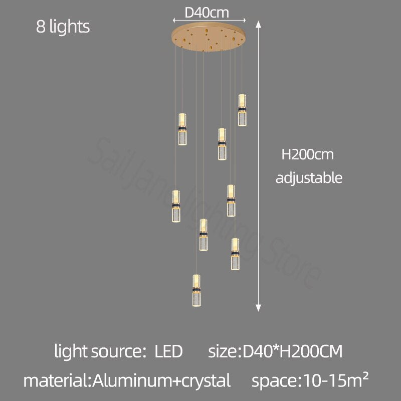 ChandeliersDecor.com-Staircase Chandelier-Crystal Tubes Staircase Chandelier: Enhance Your Space