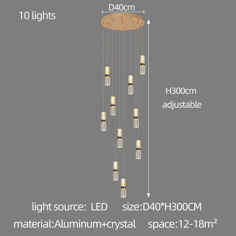 ChandeliersDecor.com-Staircase Chandelier-Crystal Tubes Staircase Chandelier: Enhance Your Space