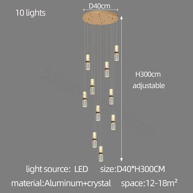 Crystal Tubes Staircase Chandelier: Enhance Your Space-ChandeliersDecor.com
