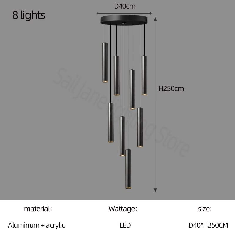 Cylindrical Pendant Staircase Chandelier-ChandeliersDecor.com