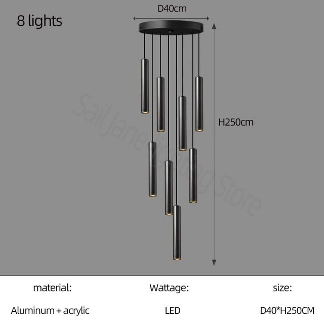 Cylindrical Pendant Staircase Chandelier-ChandeliersDecor.com