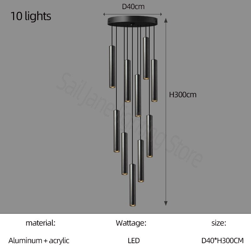 ChandeliersDecor.com-Staircase Chandelier-Cylindrical Pendant Staircase Chandelier