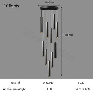 ChandeliersDecor.com-Staircase Chandelier-Cylindrical Pendant Staircase Chandelier