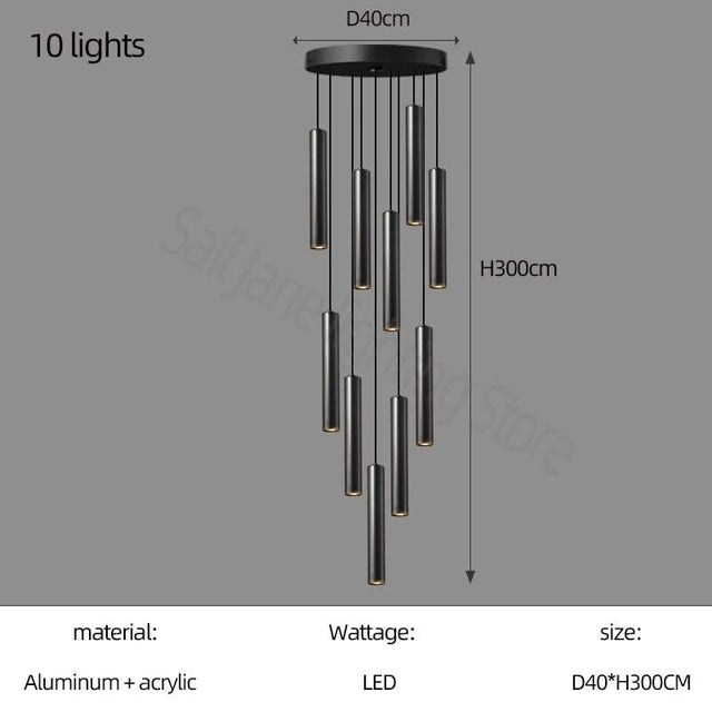 Cylindrical Pendant Staircase Chandelier-ChandeliersDecor.com