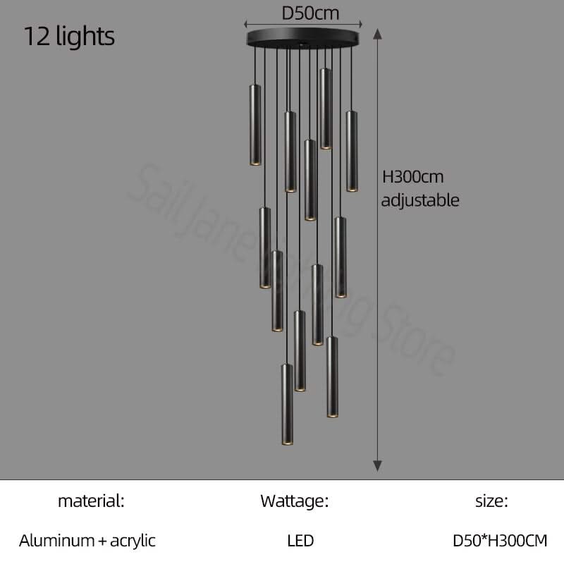 Cylindrical Pendant Staircase Chandelier-ChandeliersDecor.com
