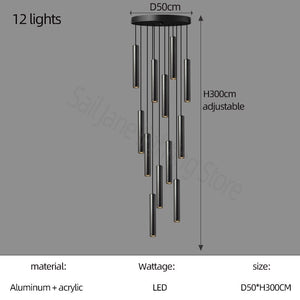 ChandeliersDecor.com-Staircase Chandelier-Cylindrical Pendant Staircase Chandelier