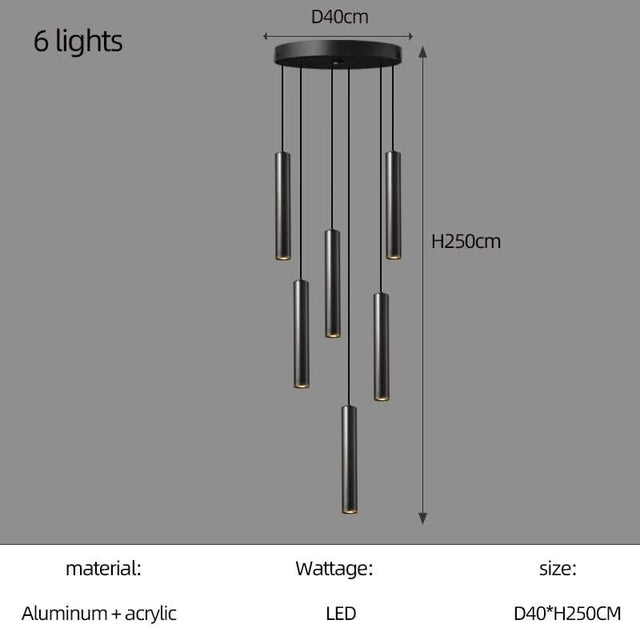 Cylindrical Pendant Staircase Chandelier-ChandeliersDecor.com