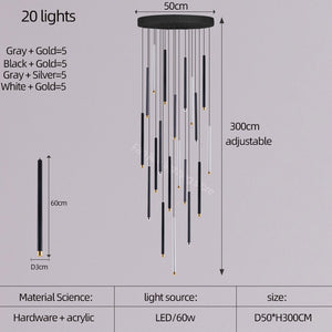 ChandeliersDecor.com-Staircase Chandelier-Cylindrical Two Color LED Chandelier - Dazzling Illumination