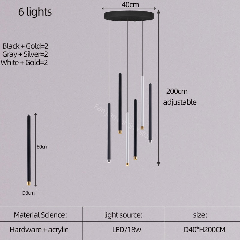 ChandeliersDecor.com-Staircase Chandelier-Cylindrical Two Color LED Chandelier - Dazzling Illumination