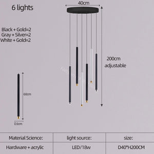 ChandeliersDecor.com-Staircase Chandelier-Cylindrical Two Color LED Chandelier - Dazzling Illumination