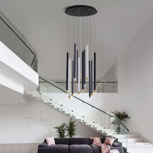 ChandeliersDecor.com-Staircase Chandelier-Cylindrical Two Color LED Chandelier - Dazzling Illumination