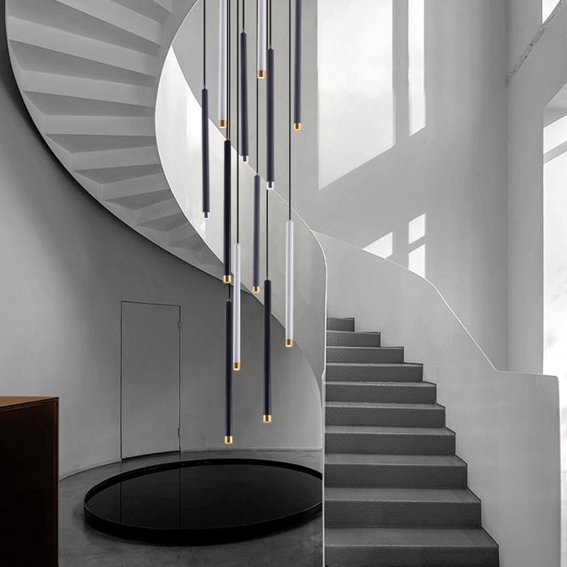 ChandeliersDecor.com-Staircase Chandelier-Cylindrical Two Color LED Chandelier - Dazzling Illumination