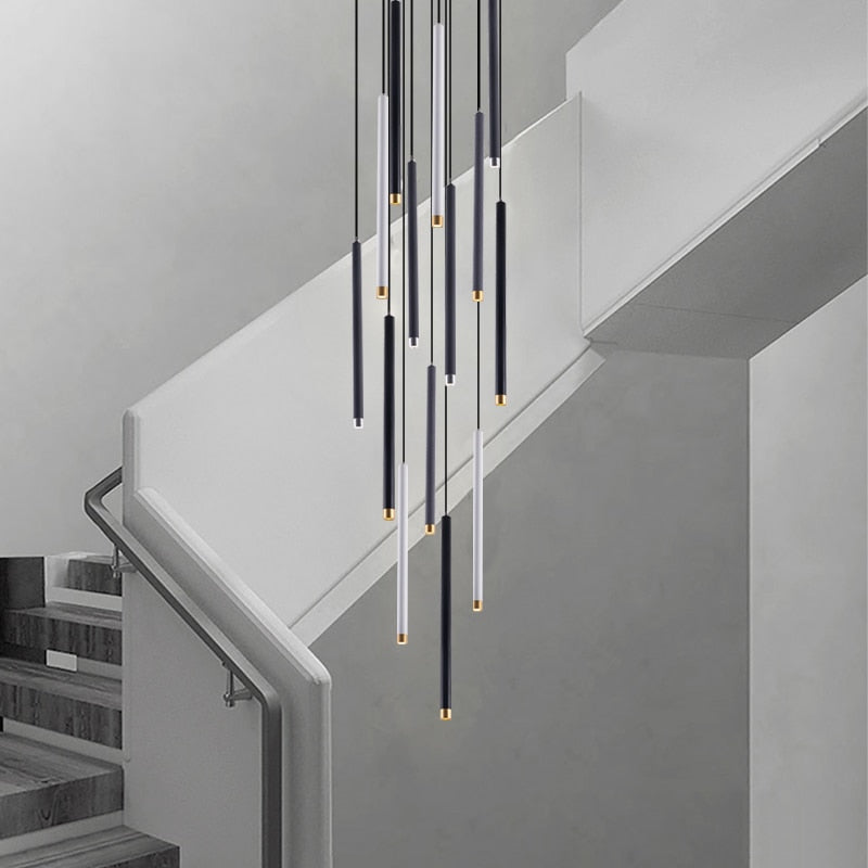 ChandeliersDecor.com-Staircase Chandelier-Cylindrical Two Color LED Chandelier - Dazzling Illumination
