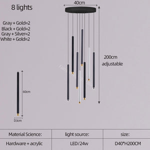 ChandeliersDecor.com-Staircase Chandelier-Cylindrical Two Color LED Chandelier - Dazzling Illumination