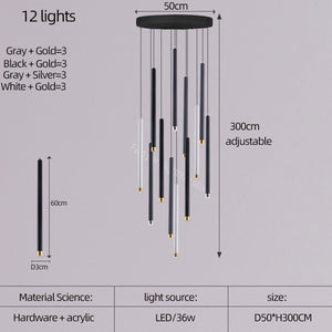 ChandeliersDecor.com-Staircase Chandelier-Cylindrical Two Color LED Chandelier - Dazzling Illumination