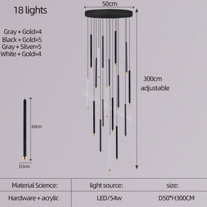 ChandeliersDecor.com-Staircase Chandelier-Cylindrical Two Color LED Chandelier - Dazzling Illumination