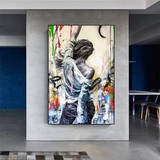 ChandeliersDecor.com-Wall Posters-Dancing Girl Street Graffiti Canvas Wall Art