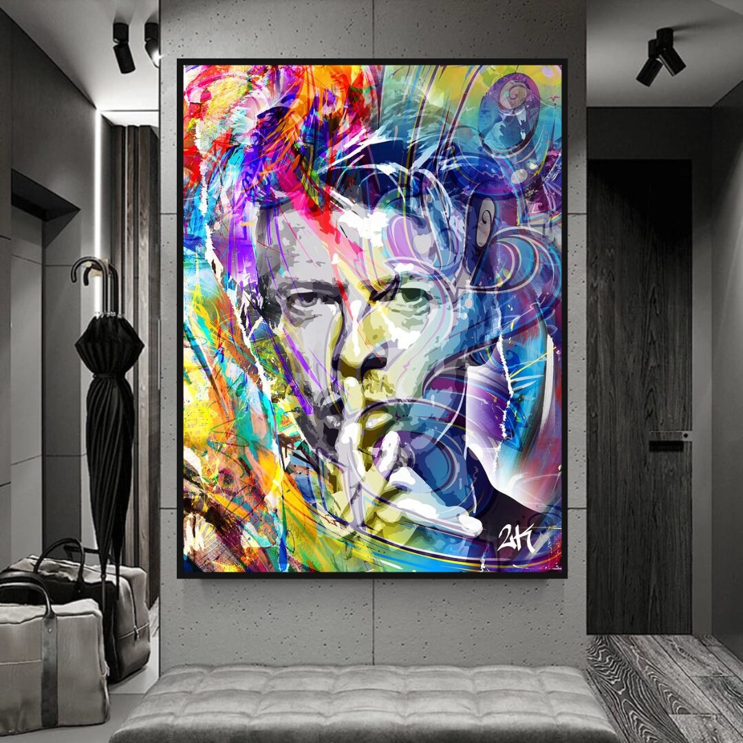 ChandeliersDecor.com-Musicians Wall Art-David Bowie Singer Famous Wall Canvas Art Wall Hanging