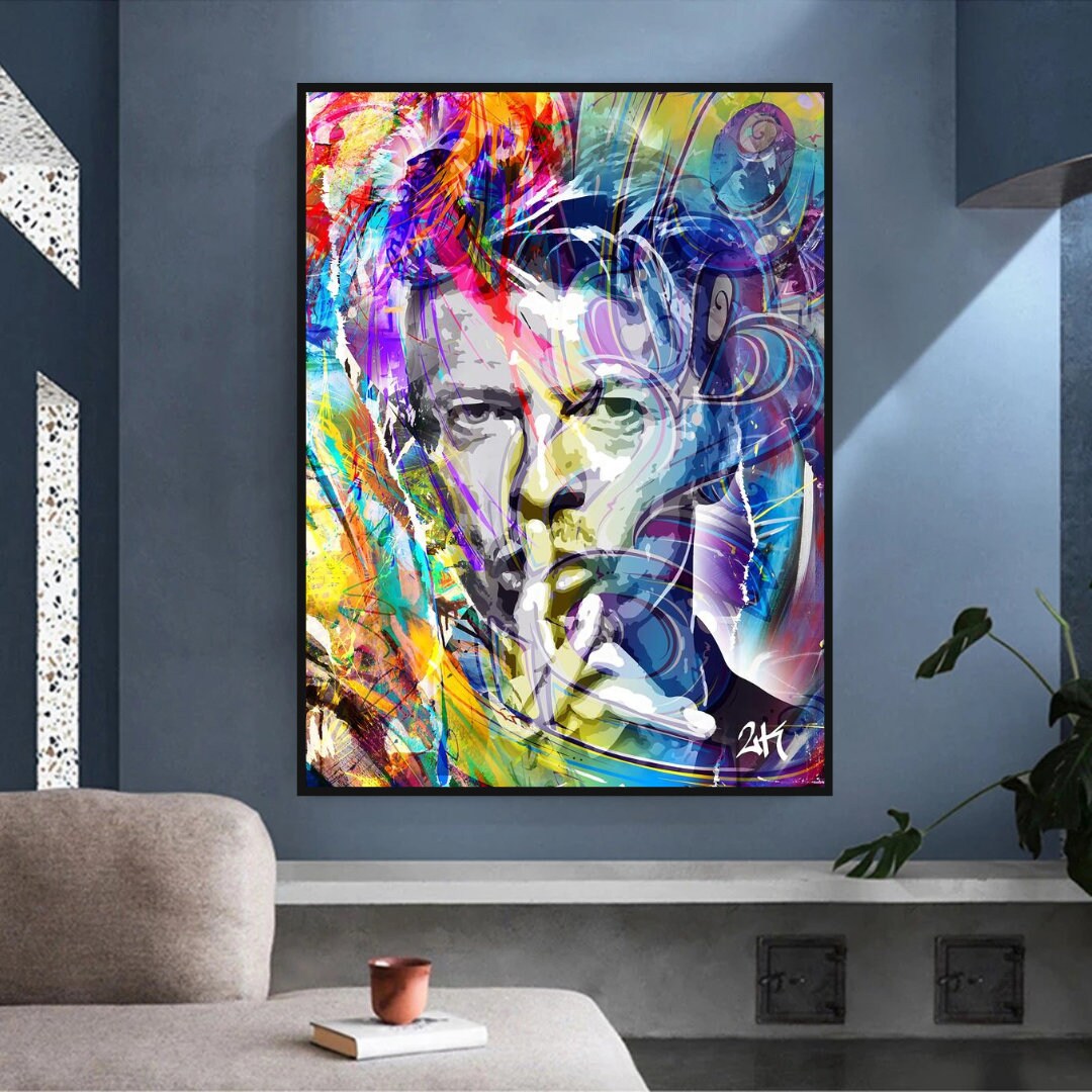 ChandeliersDecor.com-Musicians Wall Art-David Bowie Singer Famous Wall Canvas Art Wall Hanging