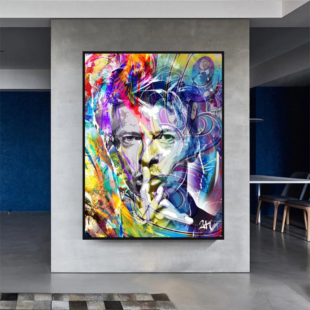 ChandeliersDecor.com-Musicians Wall Art-David Bowie Singer Famous Wall Canvas Art Wall Hanging