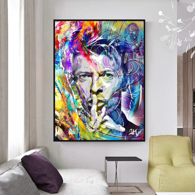 ChandeliersDecor.com-Musicians Wall Art-David Bowie Singer Famous Wall Canvas Art Wall Hanging
