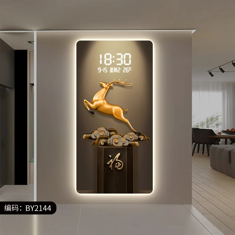 ChandeliersDecor.com-Wall Clocks-Deer Scenary Digital Wall Clock