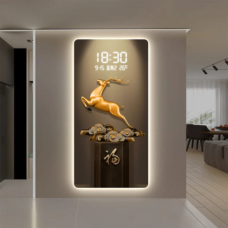 ChandeliersDecor.com-Wall Clocks-Deer Scenary Digital Wall Clock