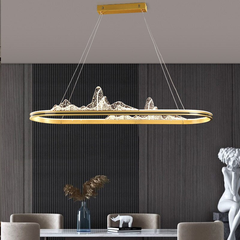 ChandeliersDecor.com-Kitchen Island-Designer Acrylic Hill Chandelier for Stunning Lighting