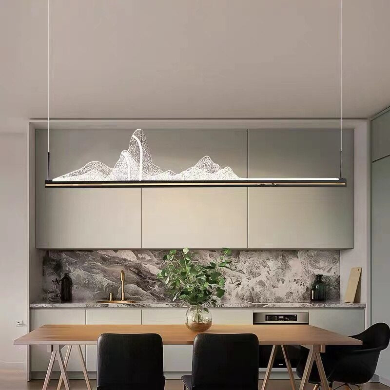 ChandeliersDecor.com-Kitchen Island-Designer Acrylic Hill Chandelier for Stunning Lighting
