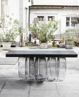 ChandeliersDecor.com-Dining Tables-Designer Anti-Gravity Glass Dining Table Set