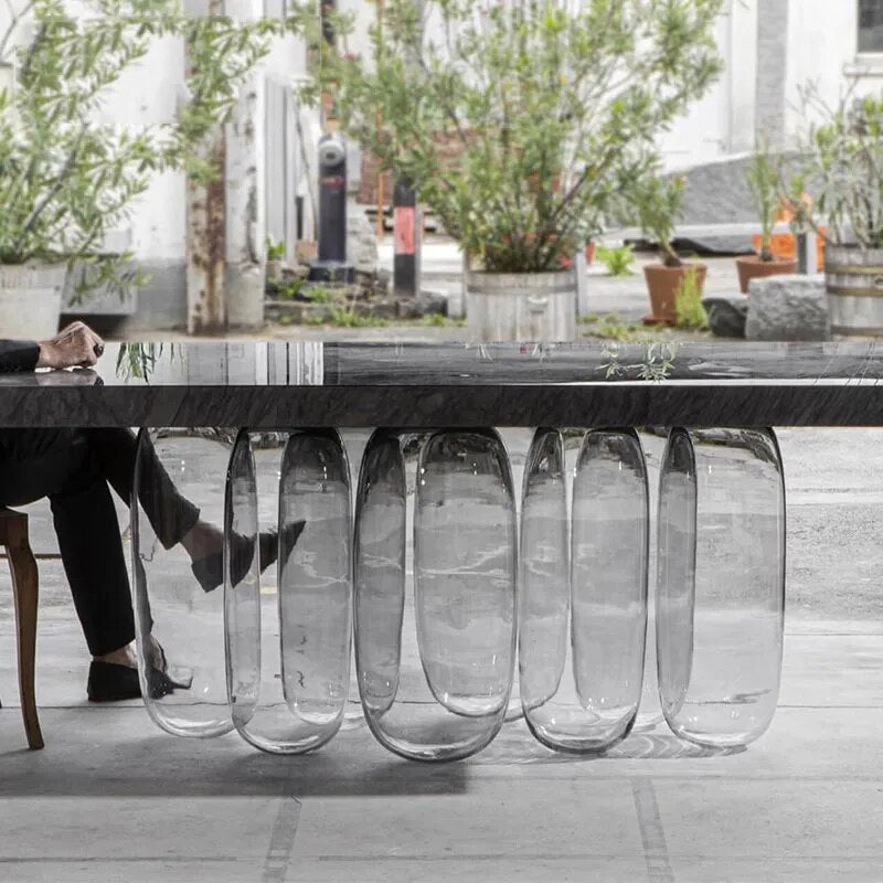 ChandeliersDecor.com-Dining Tables-Designer Anti-Gravity Glass Dining Table Set