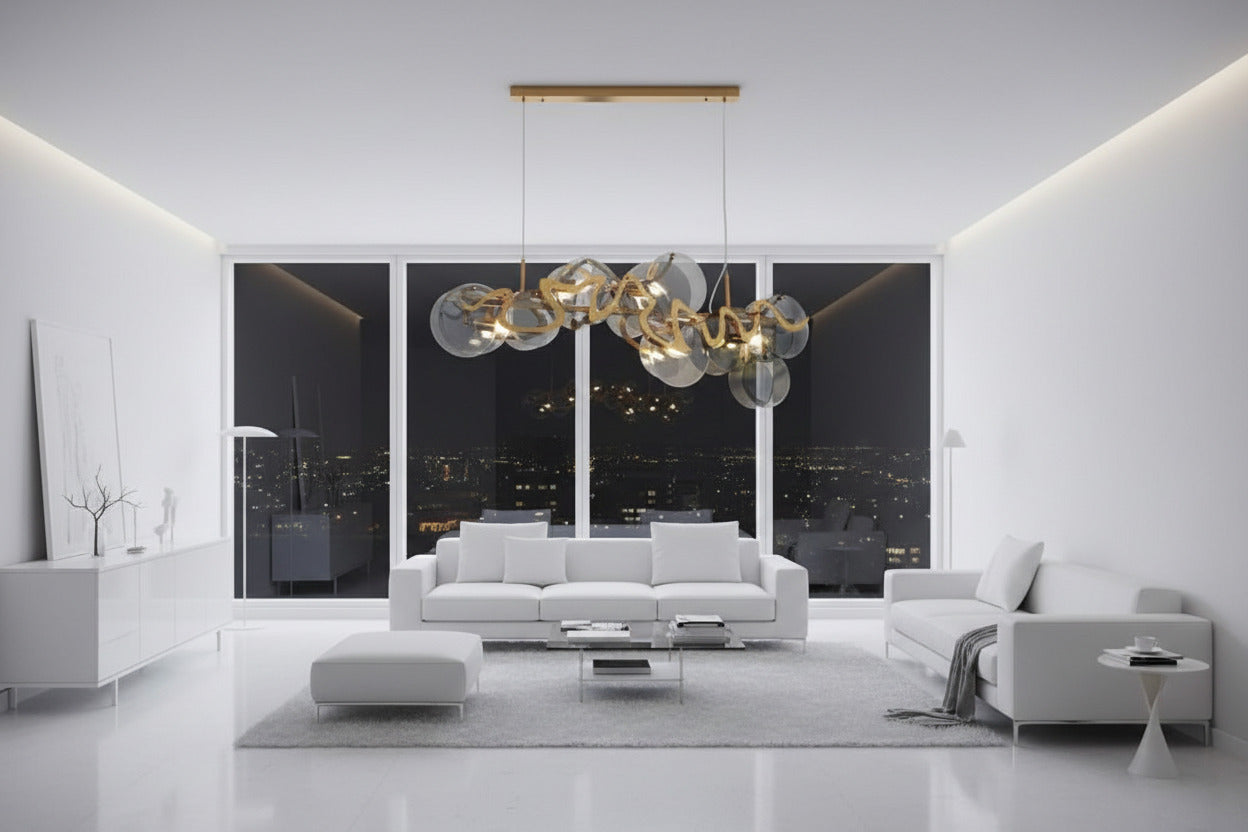 ChandeliersDecor.com-Kitchen Island-Designer Glass Chandelier: Elevate Your Space
