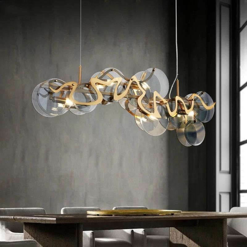 ChandeliersDecor.com-Kitchen Island-Designer Glass Chandelier: Elevate Your Space