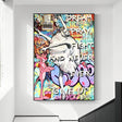 ChandeliersDecor.com-Wall Posters-Diamonds Woman Graffiti Canvas Wall Art