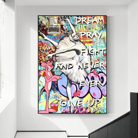ChandeliersDecor.com-Wall Posters-Diamonds Woman Graffiti Canvas Wall Art
