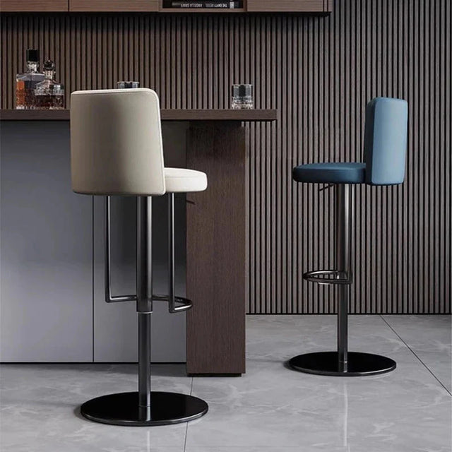 ChandeliersDecor.com-Bar Stools-Disk Base Leather Adjustable Bar Stool