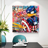 ChandeliersDecor.com-Wall Posters-Disney Donald Duck Warrior Captain America Graffiti Canvas Wall Art