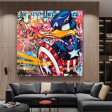 ChandeliersDecor.com-Wall Posters-Disney Donald Duck Warrior Captain America Graffiti Canvas Wall Art