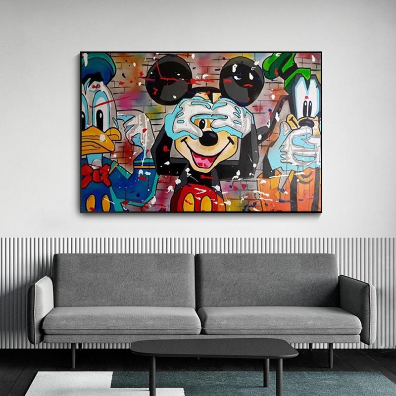 ChandeliersDecor.com-Wall Posters-Disney Funny Mickey Mouse Donald Duck Canvas Wall Art