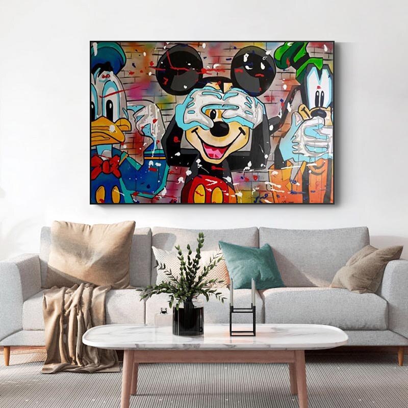 ChandeliersDecor.com-Wall Posters-Disney Funny Mickey Mouse Donald Duck Canvas Wall Art