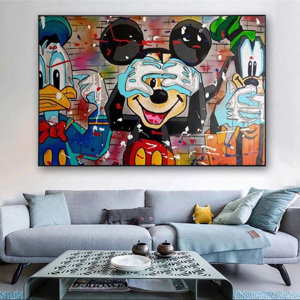 ChandeliersDecor.com-Wall Posters-Disney Funny Mickey Mouse Donald Duck Canvas Wall Art