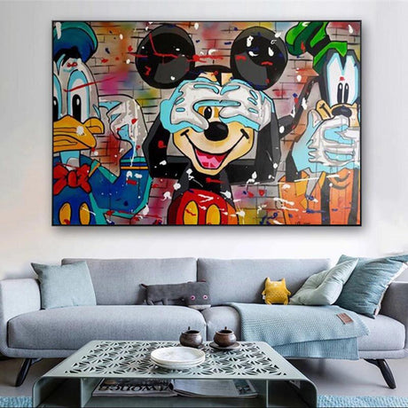ChandeliersDecor.com-Wall Posters-Disney Funny Mickey Mouse Donald Duck Canvas Wall Art
