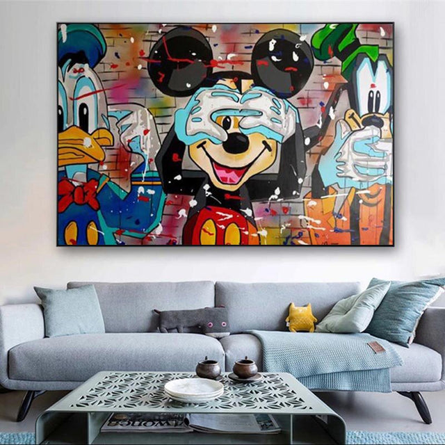 ChandeliersDecor.com-Wall Posters-Disney Funny Mickey Mouse Donald Duck Canvas Wall Art