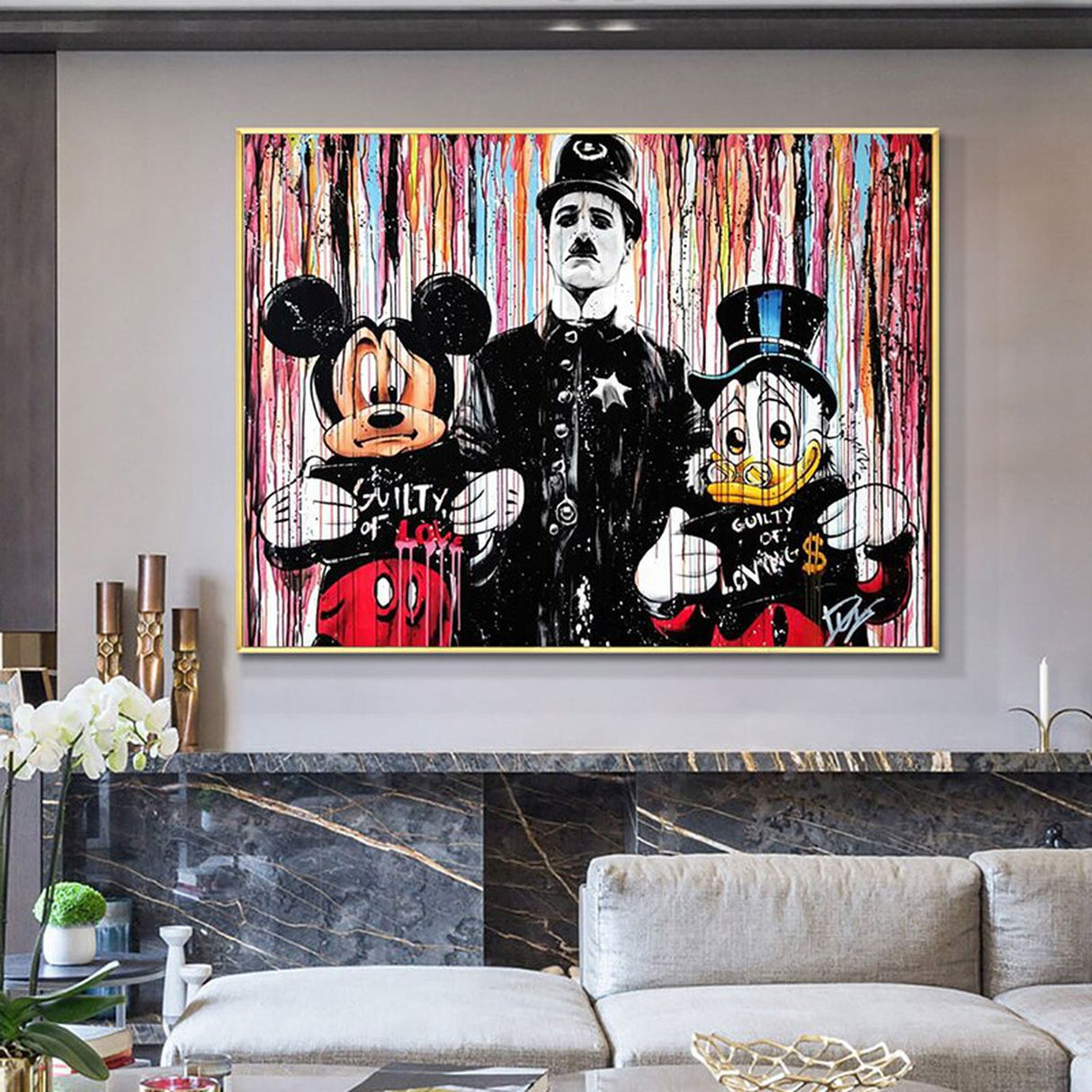ChandeliersDecor.com-Wall Posters-Disney Mickey Donald Duck Arrested by Charlie Canvas Wall Art