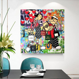 ChandeliersDecor.com-Wall Posters-Disney Popeye and Girlfriend Graffiti Canvas Wall Art